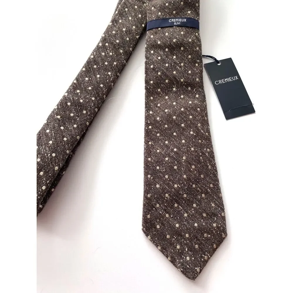 Daniel Cremieux Neck Tie Nwt Silk Wool Made in Italy Slim Skinny Dot Tie